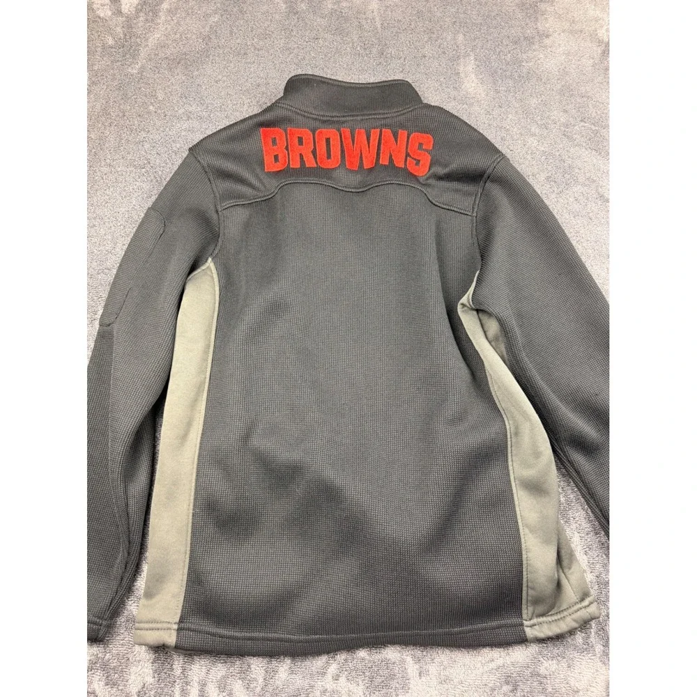 NFL Team Apparel Cleveland Browns Mens Medium Quarter Zip Fleece Pullover Gray